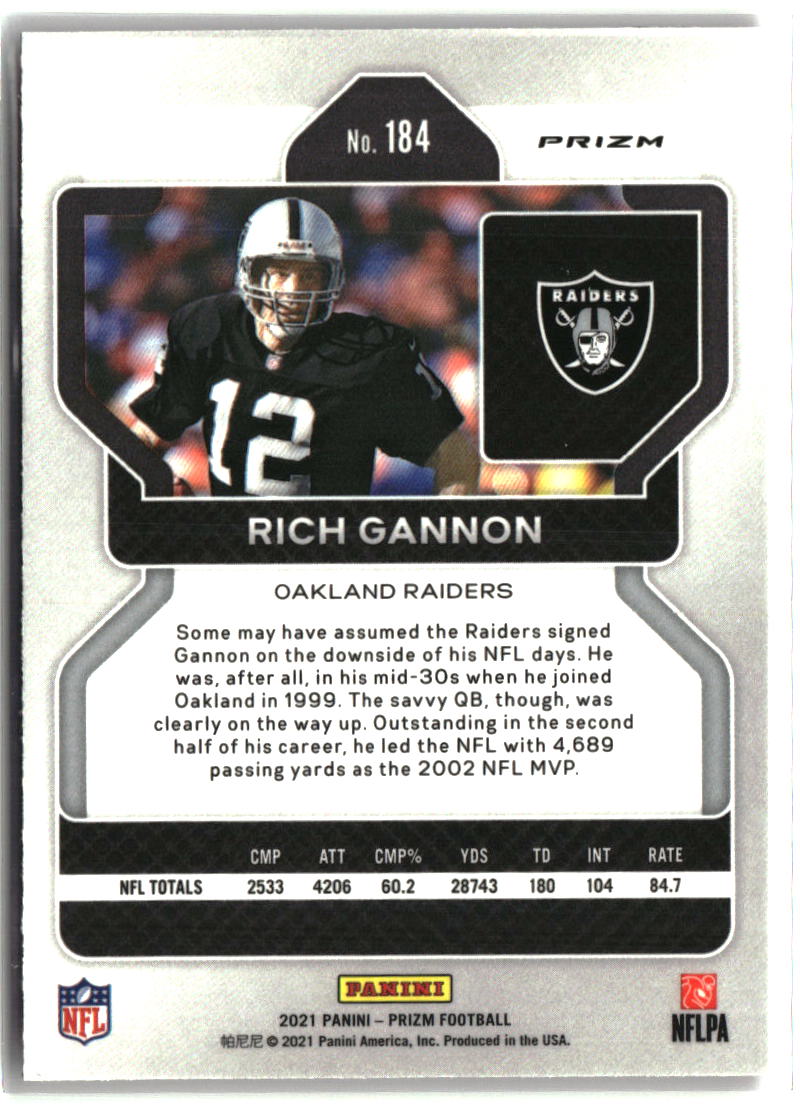 Rich Gannon 2021 Panini Prizm Pink #184