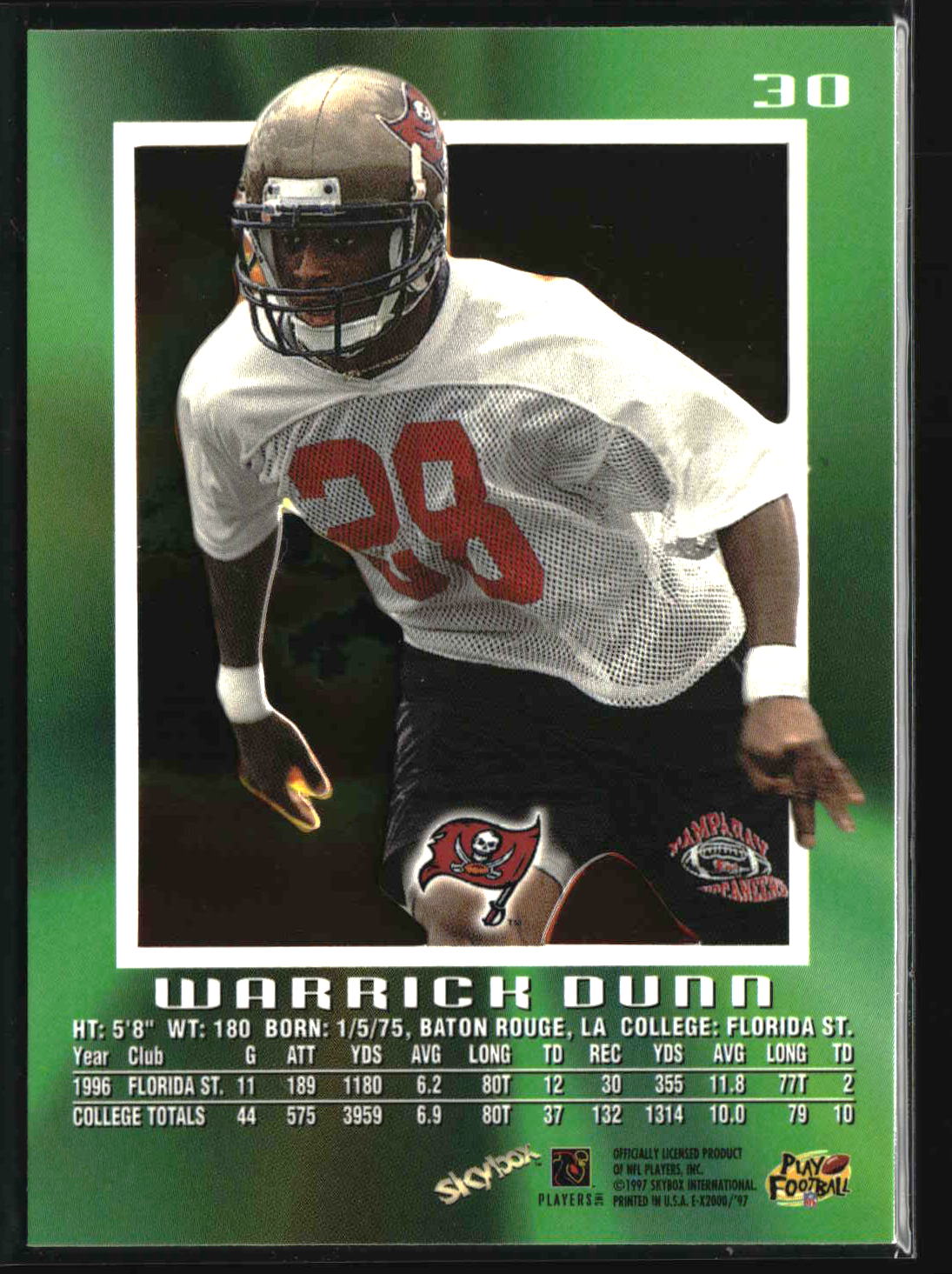 Warrick Dunn 1997 SkyBox E-X2000 #30