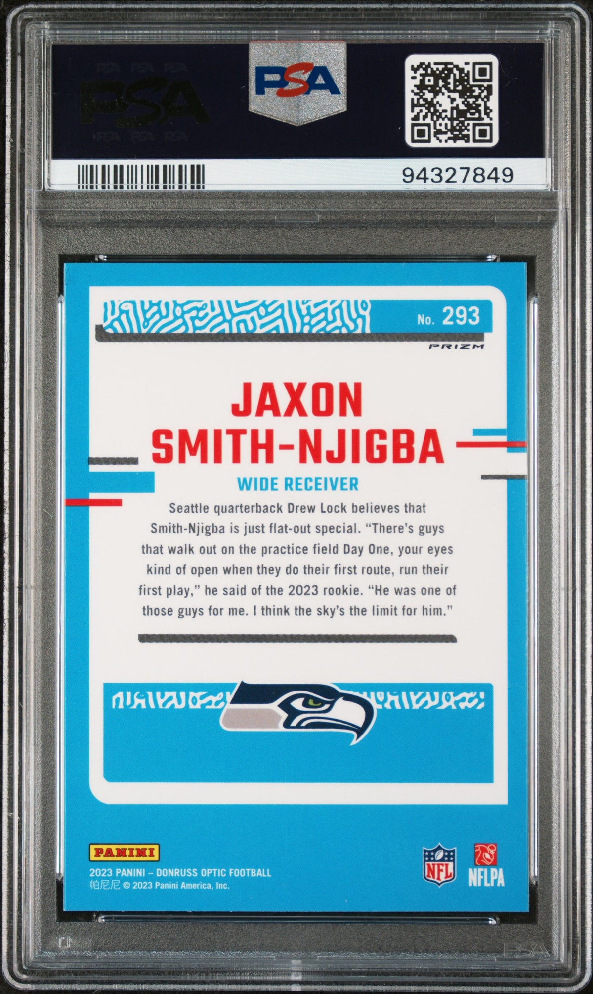 Jaxon Smith-Njigba 2023 Panini Donruss Optic Pink #293 PSA 10