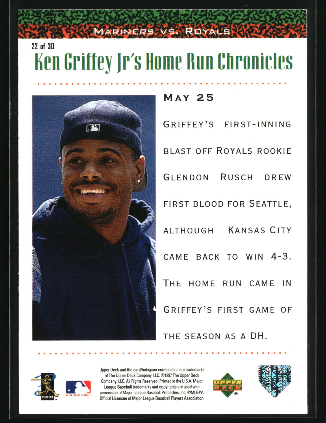 Ken Griffey Jr. 1998 Upper Deck Ken Griffey Jr.'s Home Run Chronicles #22
