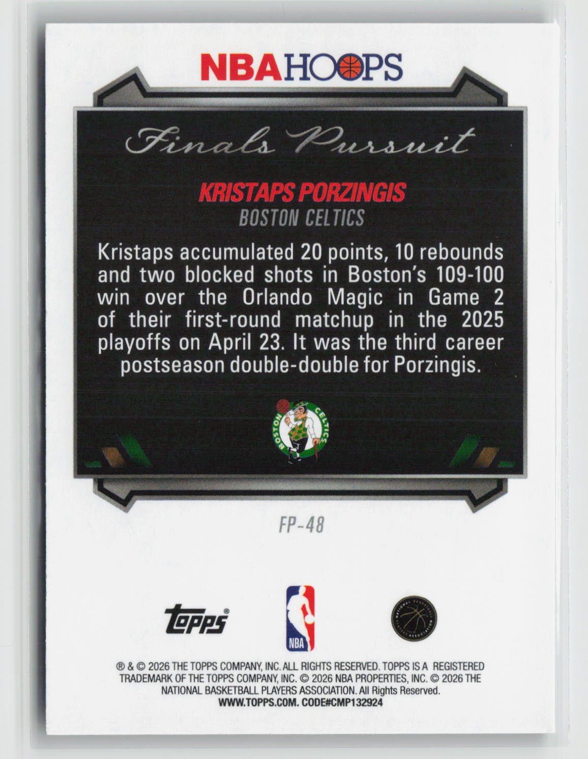 Kristaps Porzingis 2025-26 Hoops Finals Pursuit First Round #FP-48