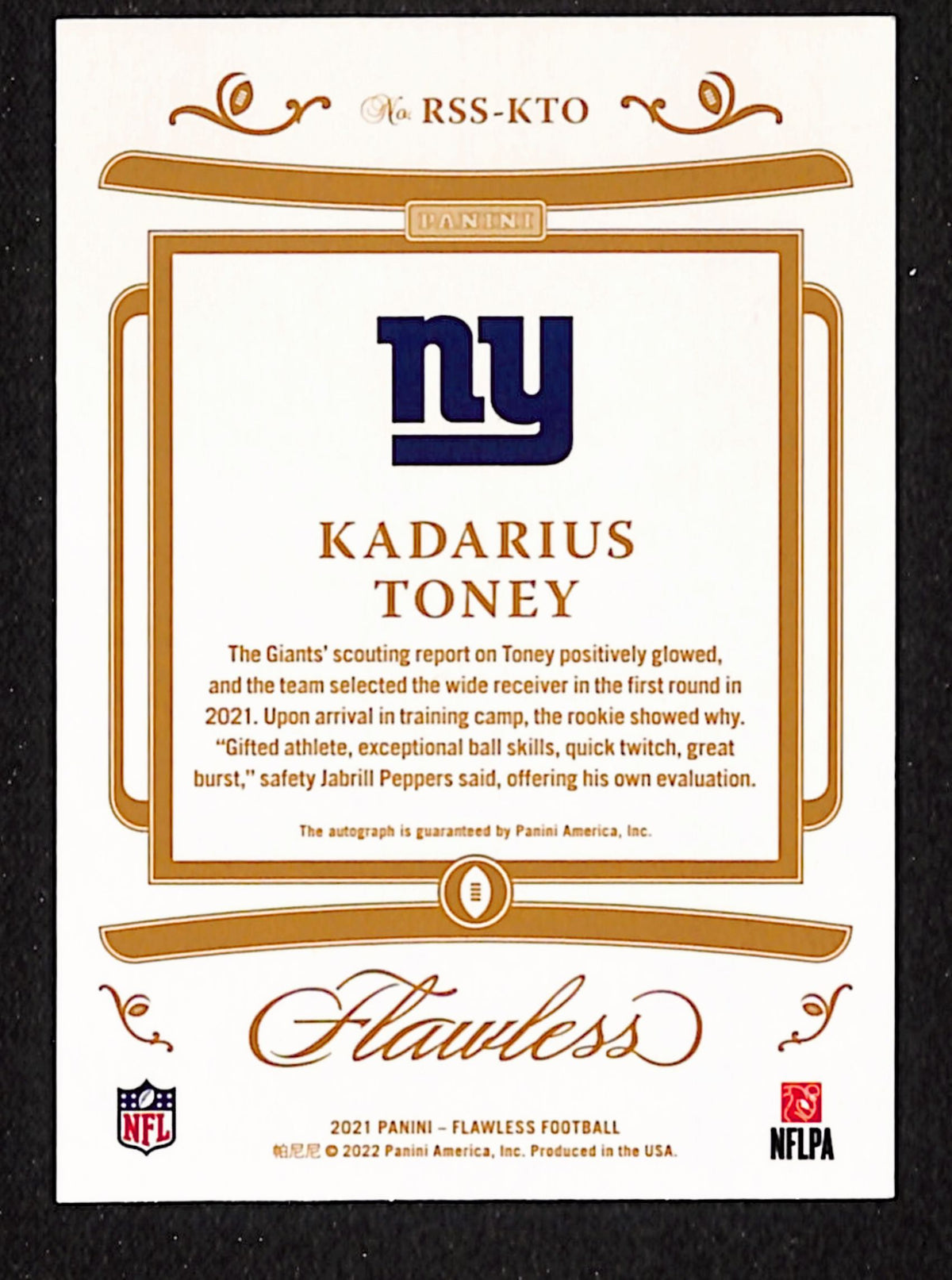 Kadarius Toney 2021 Panini Flawless Rookie Shadow Signatures Ruby #RSS-KTO #/15