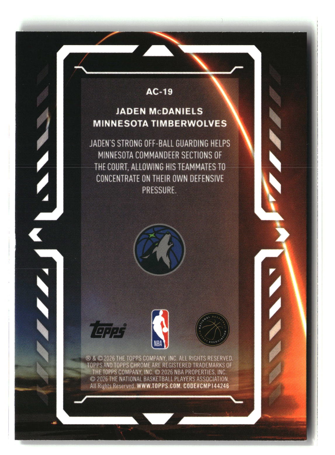 Jaden McDaniels 2025-26 Topps Chrome Update Activators #AC-19