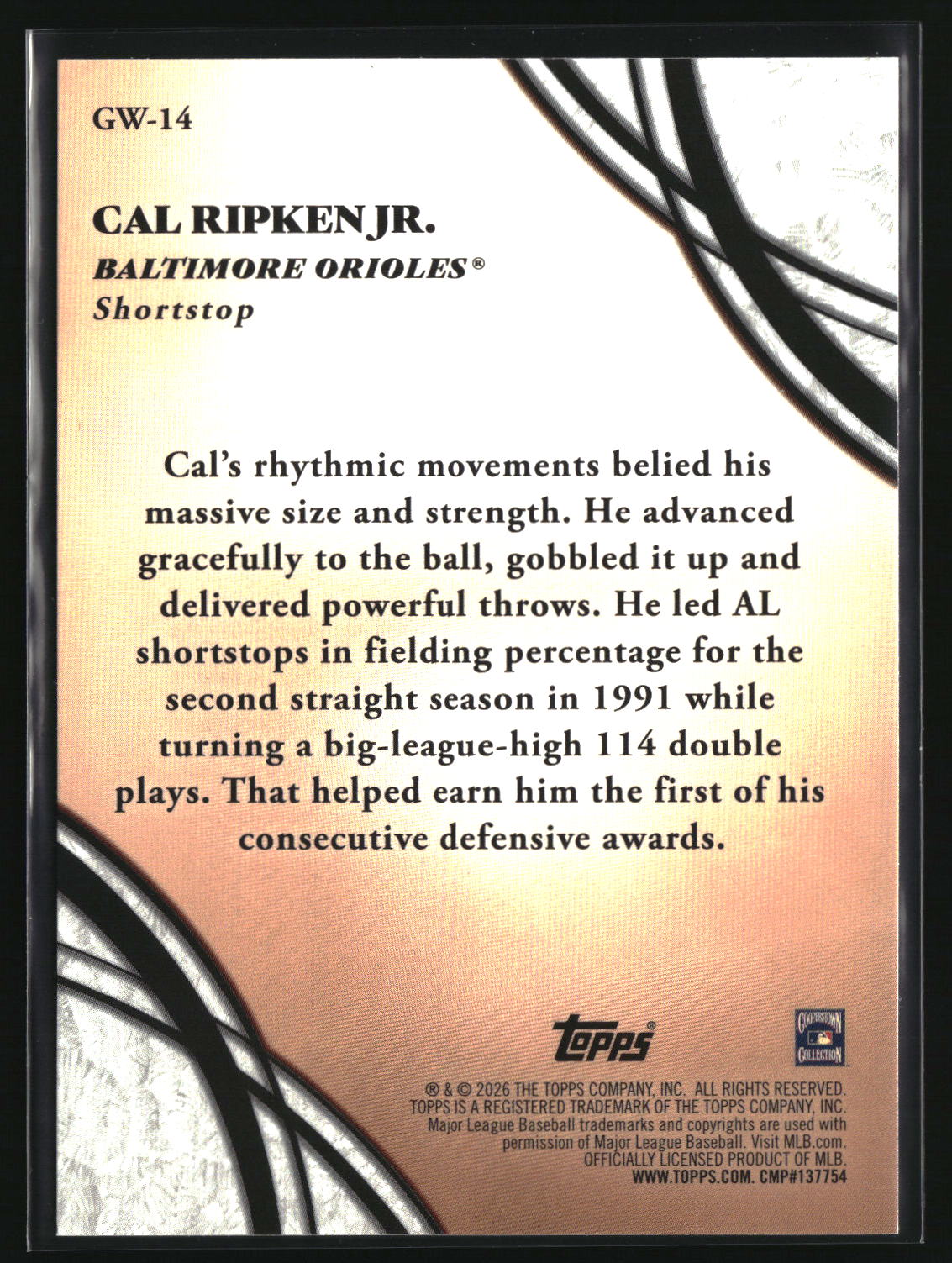 Cal Ripken Jr. 2026 Topps Glove Work #GW-14