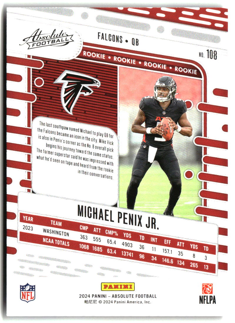 Michael Penix Jr. 2024 Panini Absolute Blue #108
