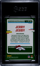 Load image into Gallery viewer, Jerry Jeudy 2023 Donruss Optic Threads Blue Hyper Prizm #DT-JJE SGC 9.5