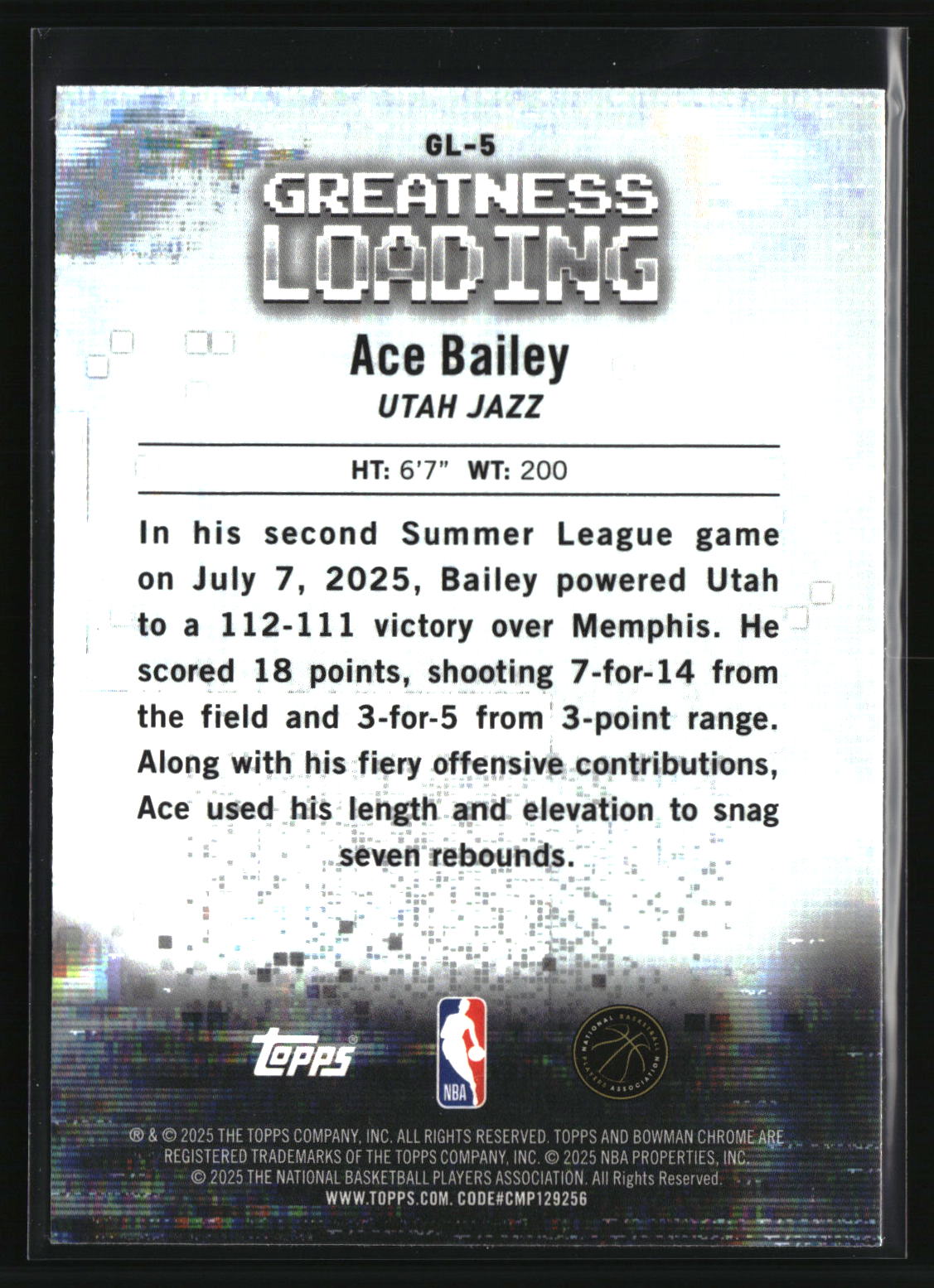 Ace Bailey 2025-26 Bowman Greatness Loading #GL-5
