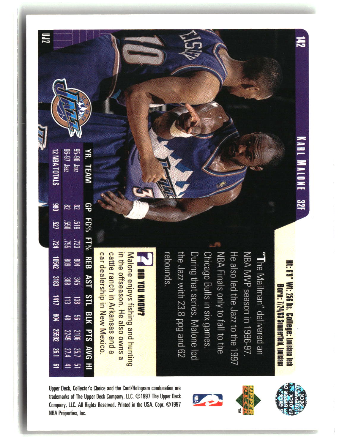 Karl Malone 1997-98 Collector's Choice #142