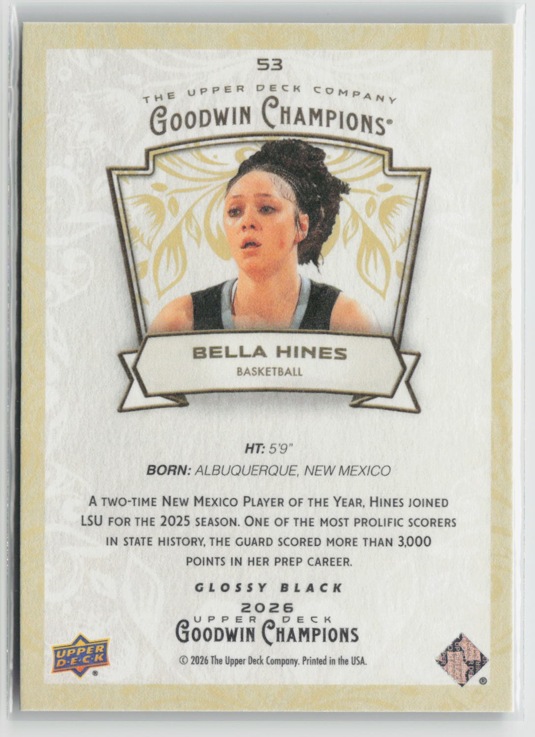 Bella Hines 2026 Upper Deck Goodwin Champions Glossy Black #53