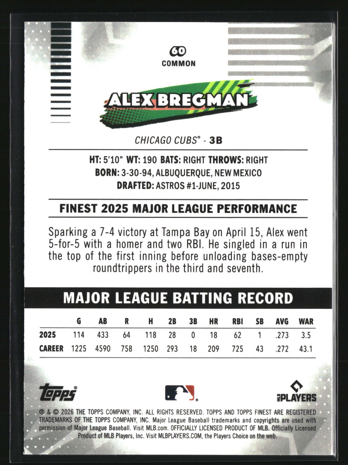 Alex Bregman 2026 Finest #60