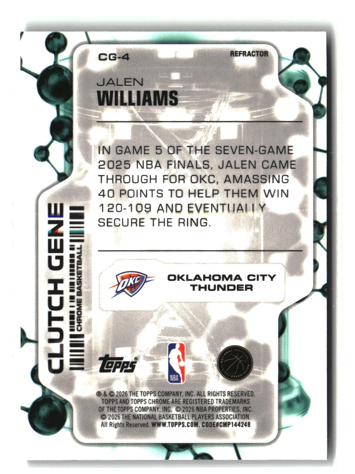 Jalen Williams 2025-26 Topps Chrome Update Clutch Gene Refractor #CG-4