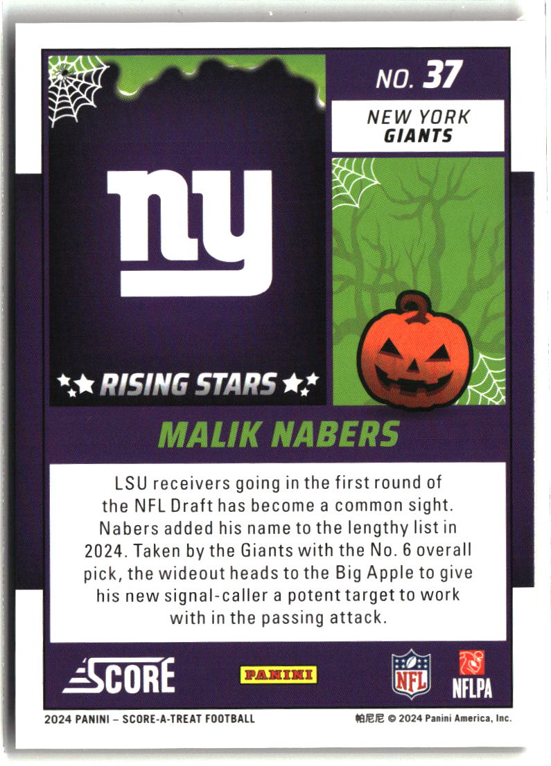 Malik Nabers 2024 Score-A-Treat Rising Stars Orange Pumpkin #37