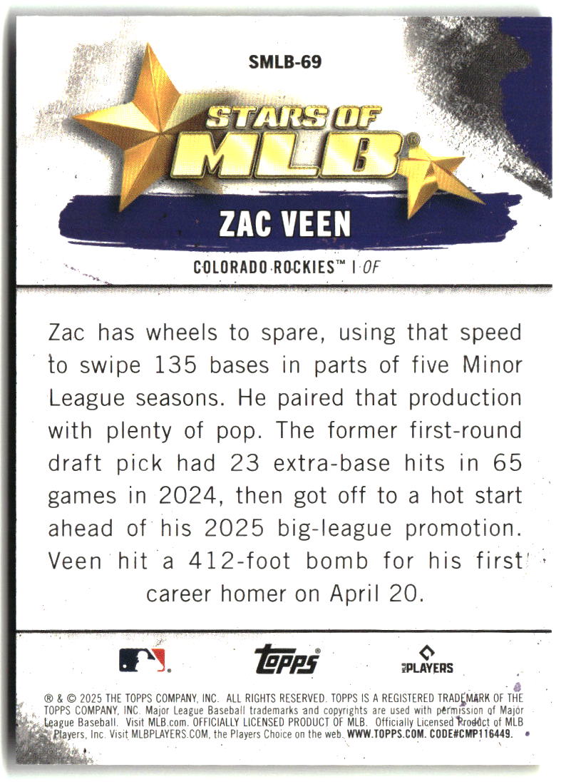 Zac Veen 2025 Topps Update Stars of MLB #SMLB-69