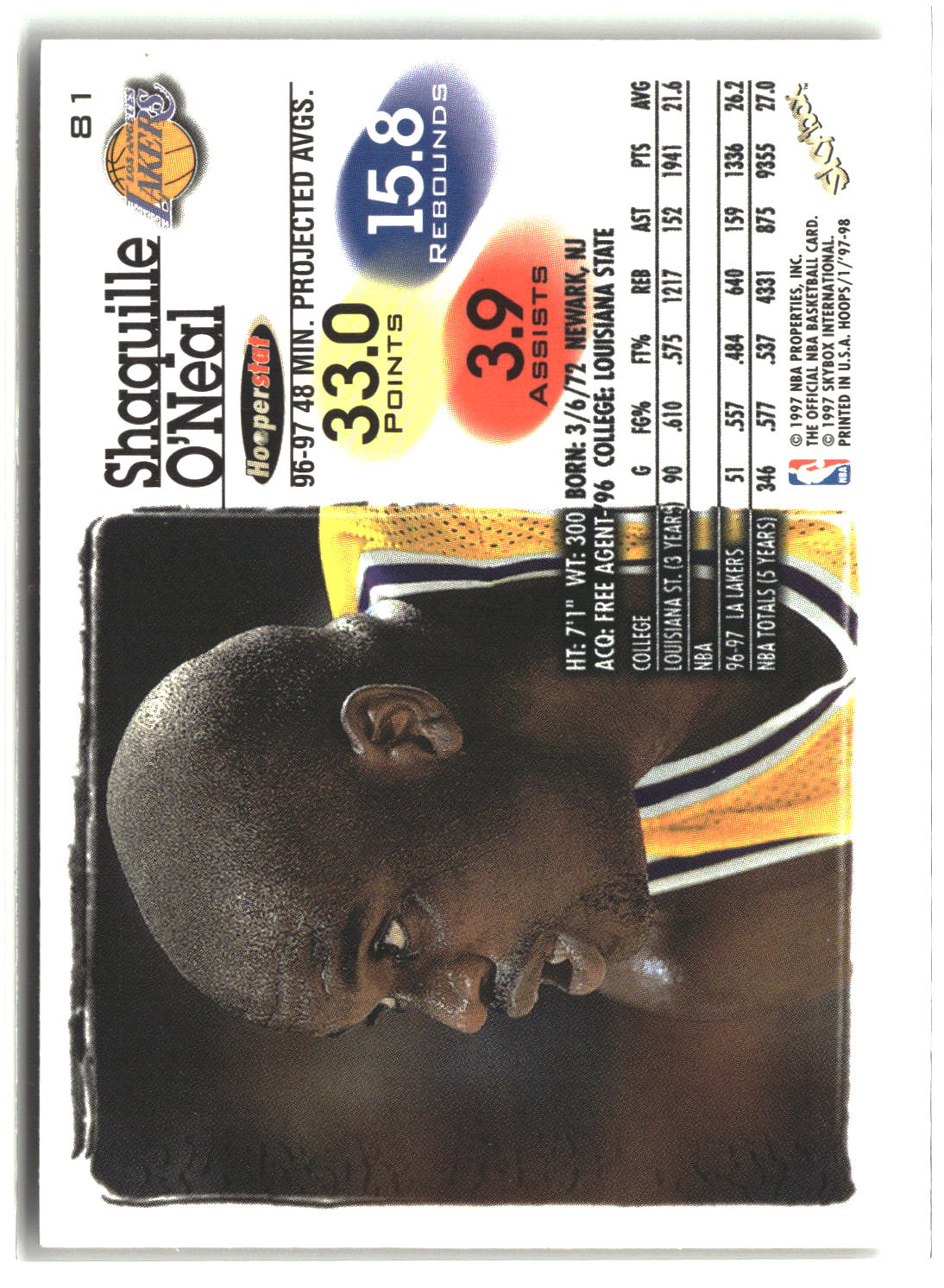 Shaquille O'Neal 1997-98 Hoops #81