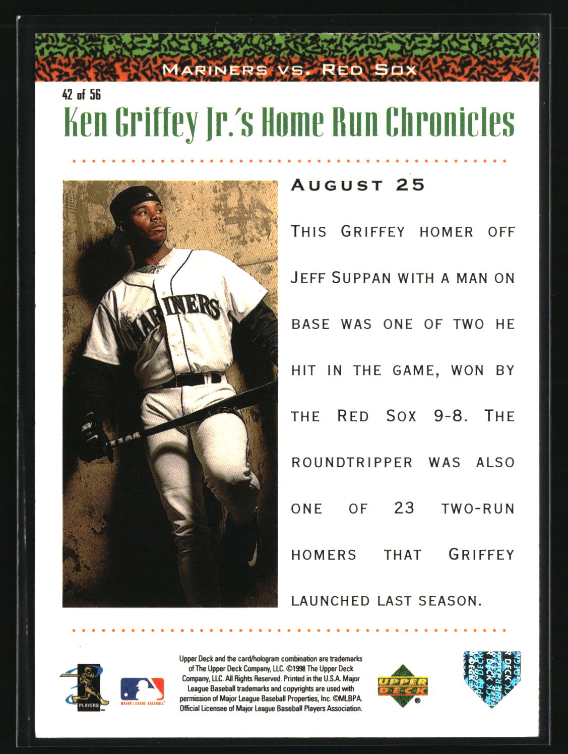Ken Griffey Jr. 1998 Upper Deck Ken Griffey Jr.'s Home Run Chronicles #42