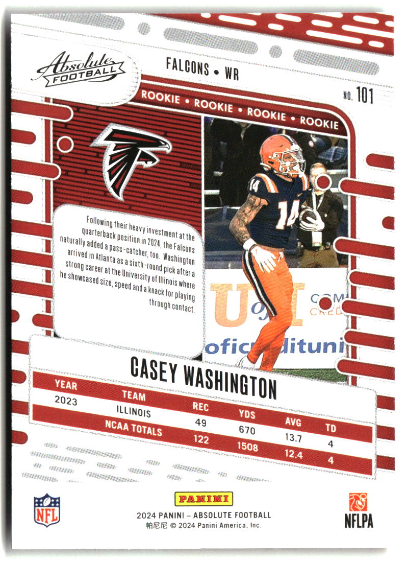Casey Washington 2024 Panini Absolute Retail #101