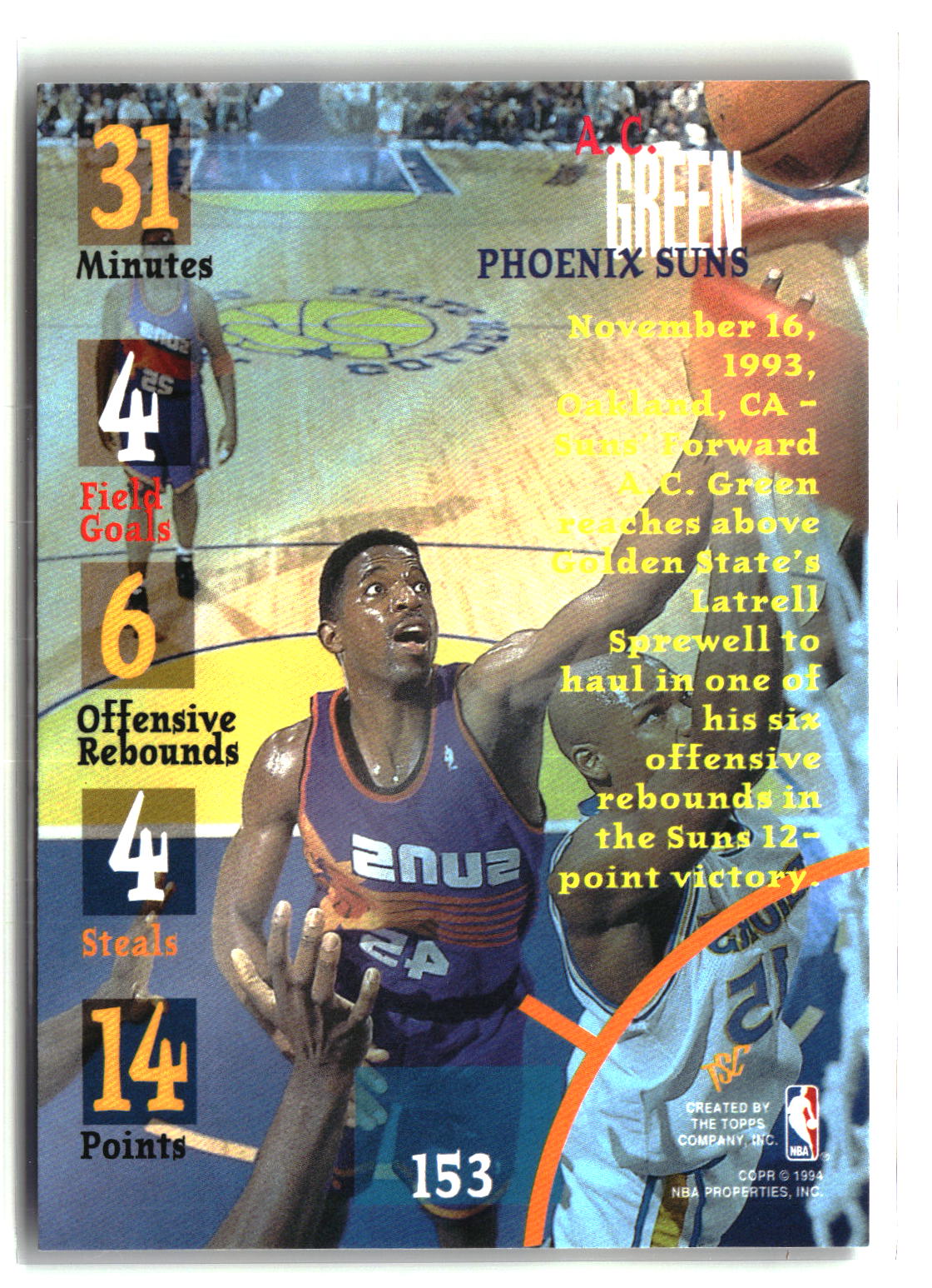 A.C. Green 1994-95 Stadium Club #153