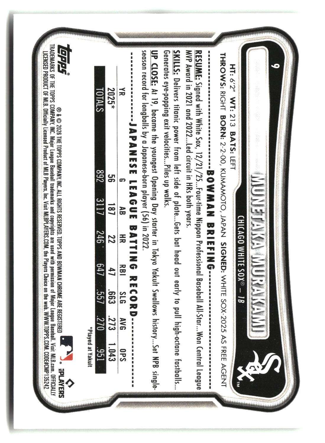 Munetaka Murakami 2026 Bowman #9