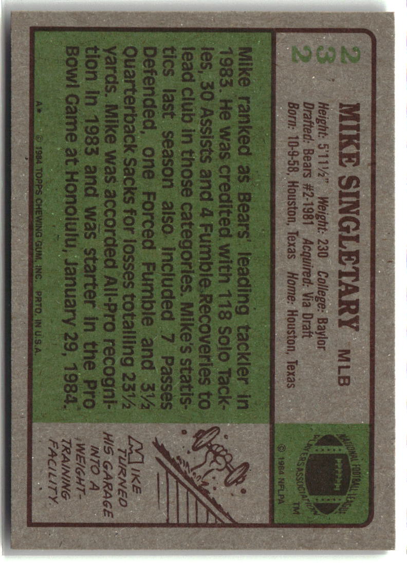 Mike Singletary 1984 Topps #232