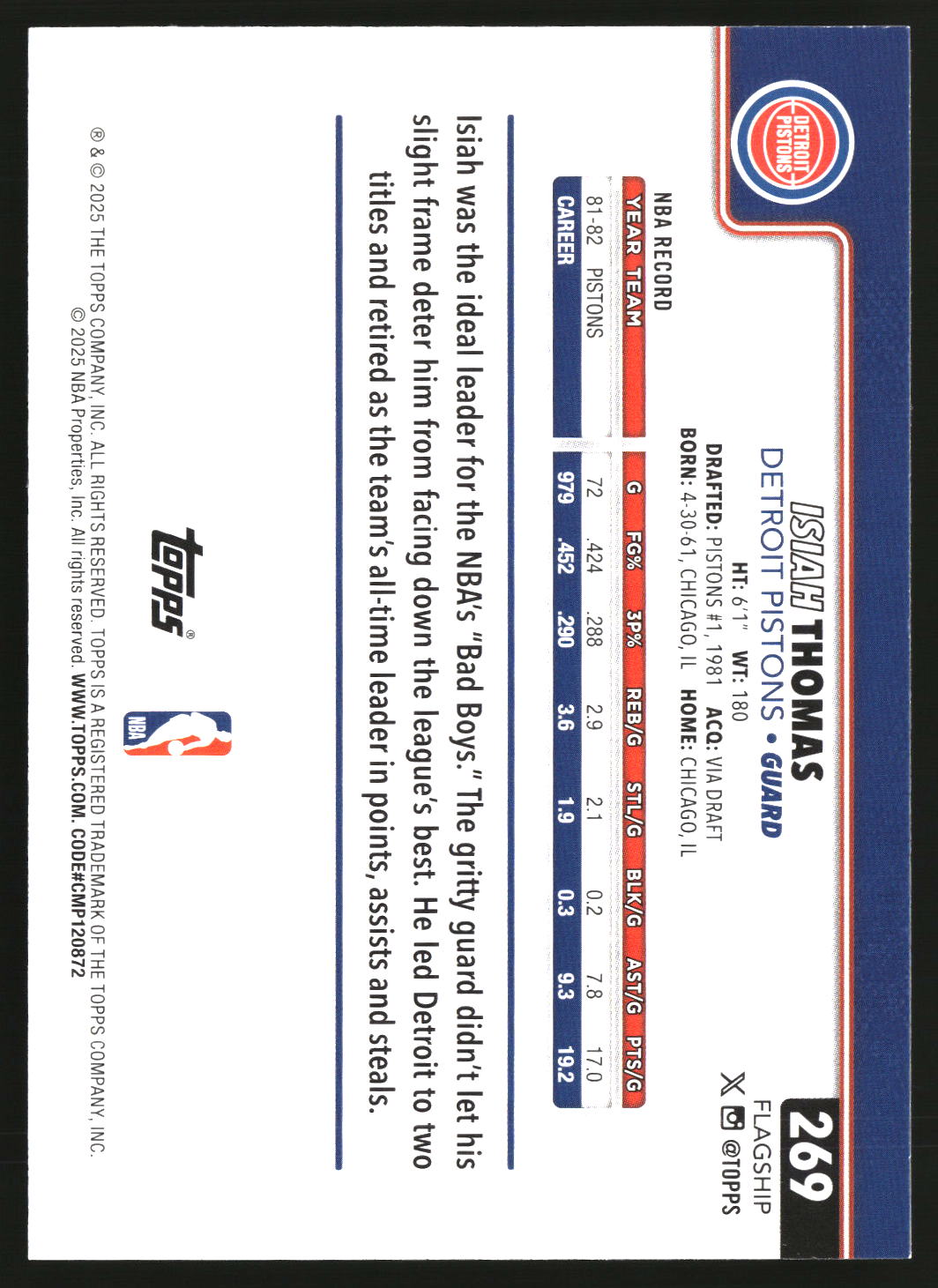 Isiah Thomas 2025-26 Topps Season Tip Off #269