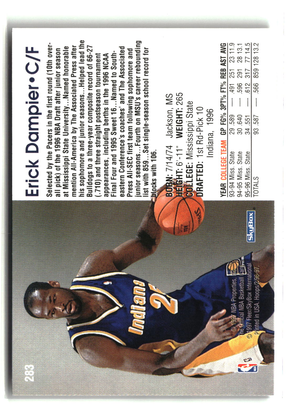 Erick Dampier 1996-97 Hoops #283