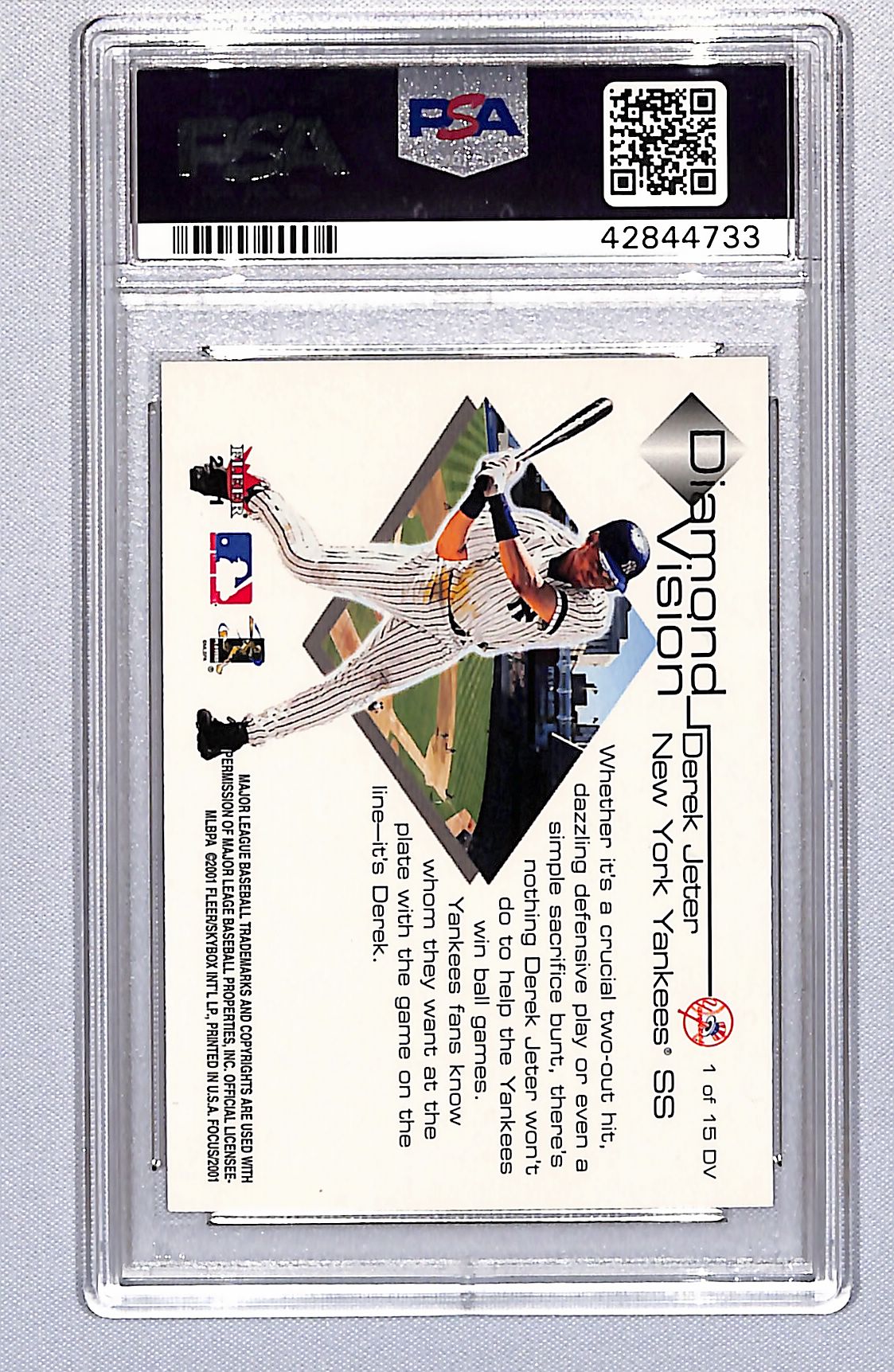 Derek Jeter 2001 Fleer Focus Diamond Vision #1 PSA 9