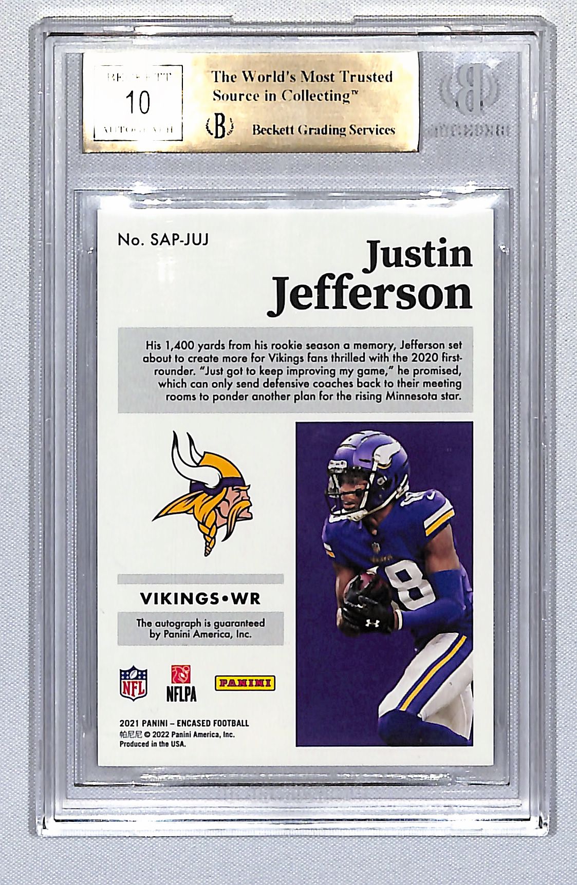 Justin Jefferson 2021 Panini Encased Sapphire Signatures #SAPJUJ /25 BGS 9.5