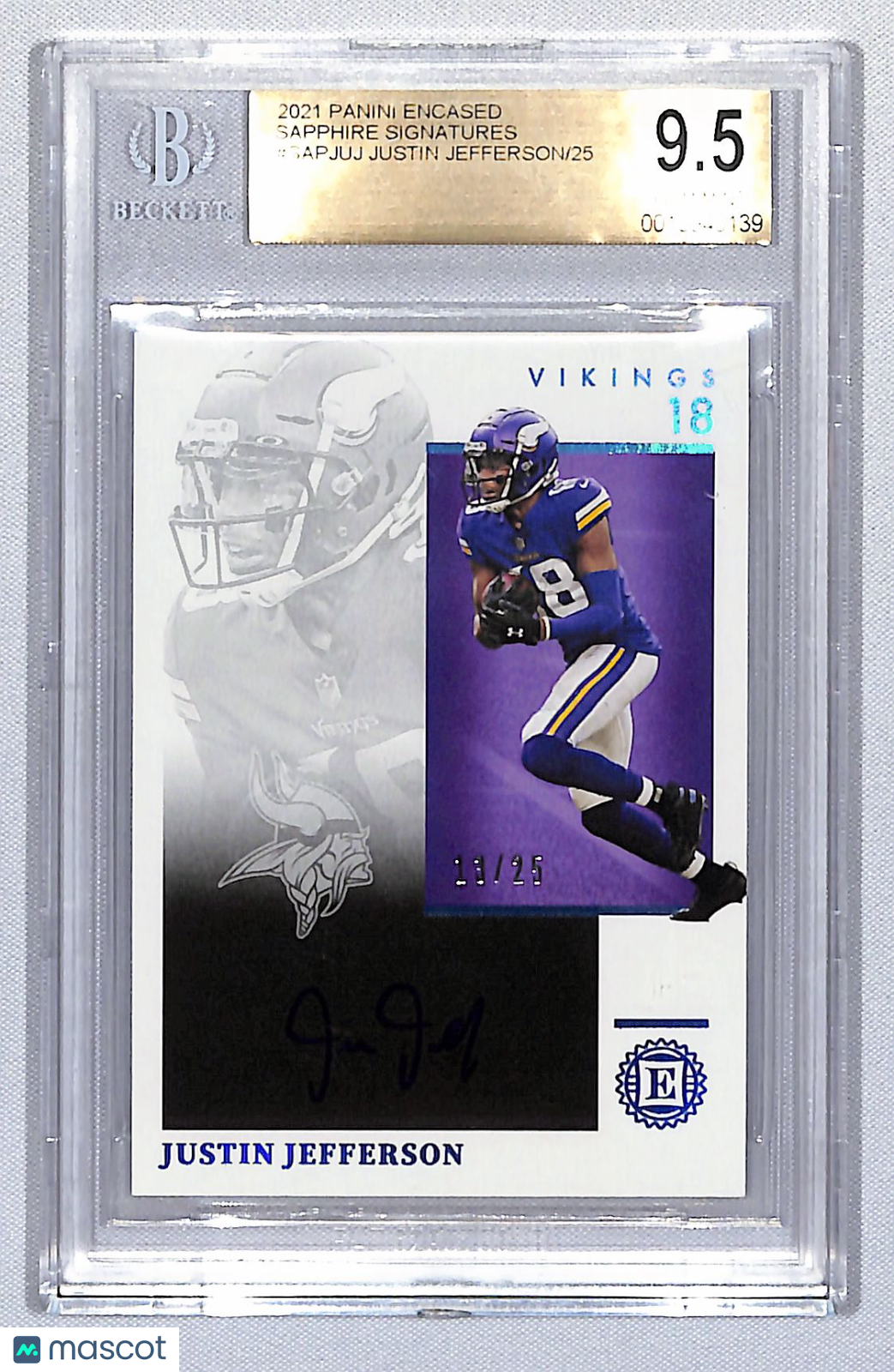 Justin Jefferson 2021 Panini Encased Sapphire Signatures #SAPJUJ /25 BGS 9.5