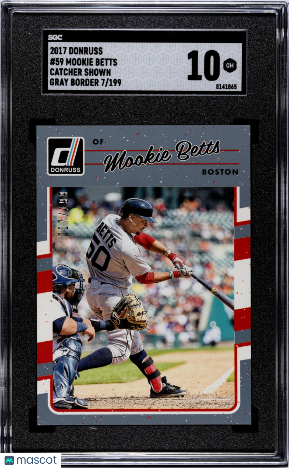 Mookie Betts 2017 Donruss Catcher Shown Gray Border #59 /199 SGC 10