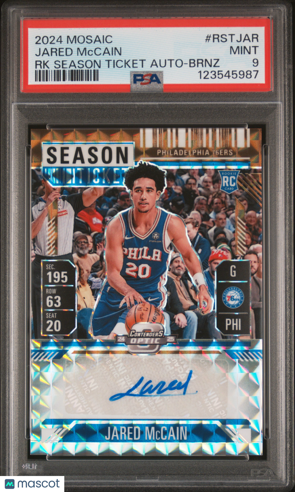 Jared McCain 2024-25 Mosaic Rookie Season Ticket Bronze #RST-JAR #/75 PSA 9