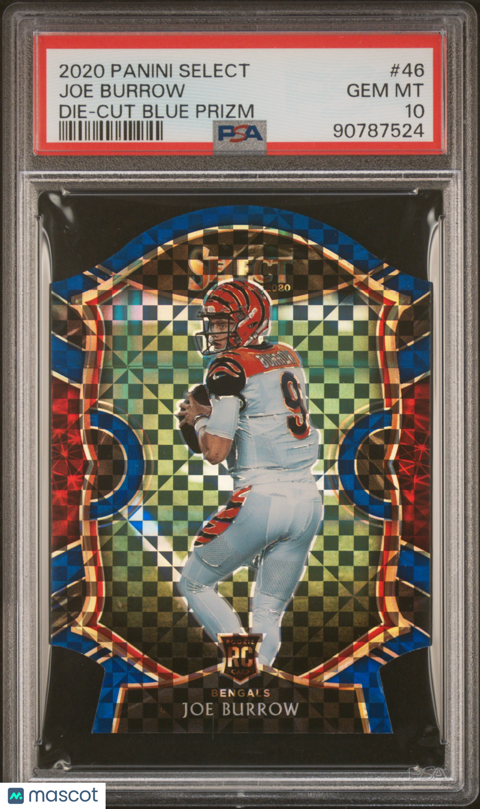 Joe Burrow 2020 Panini Select Die Cut Blue Prizm #46 PSA 10
