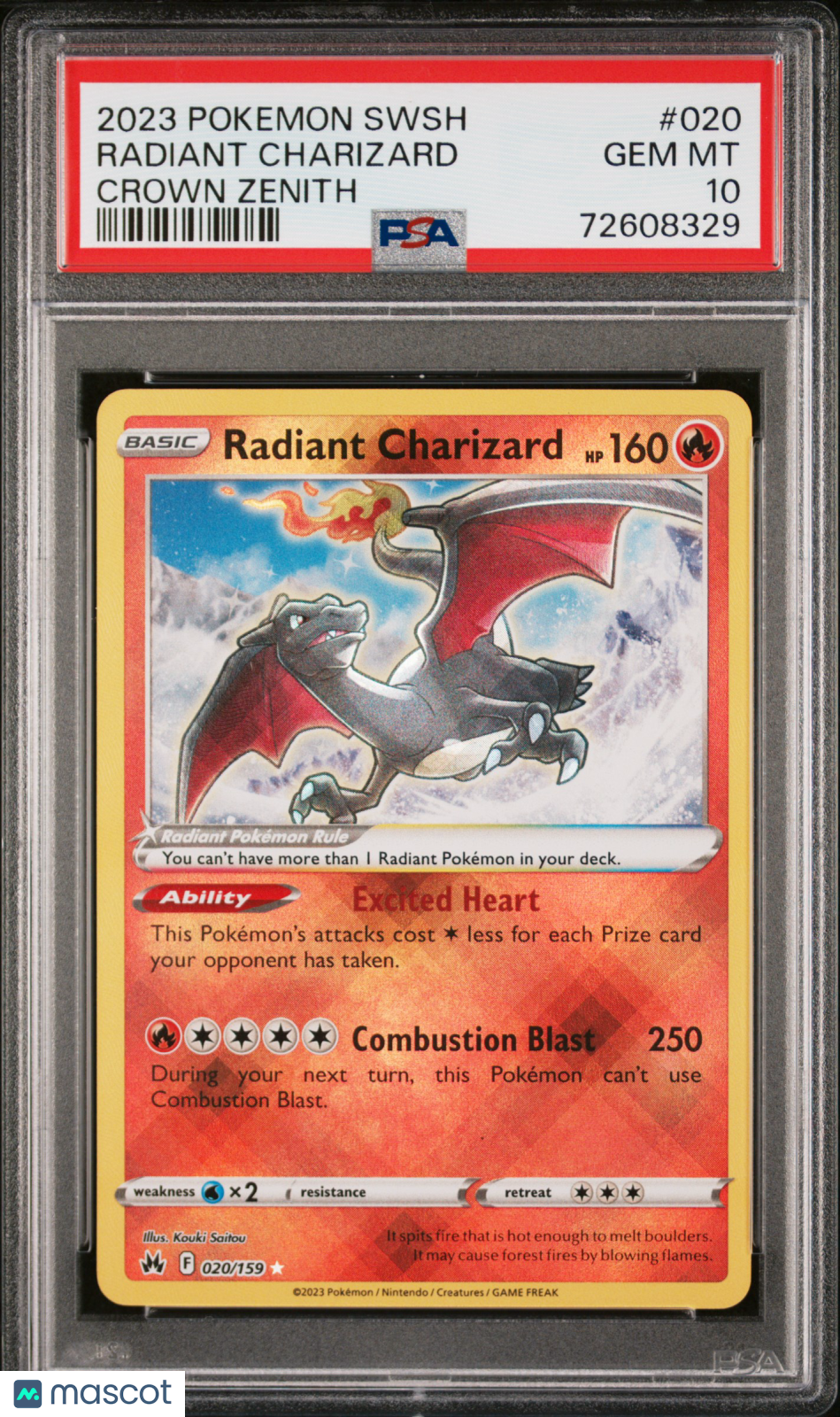 Radiant Charizard Crown Zenith #020 PSA 10