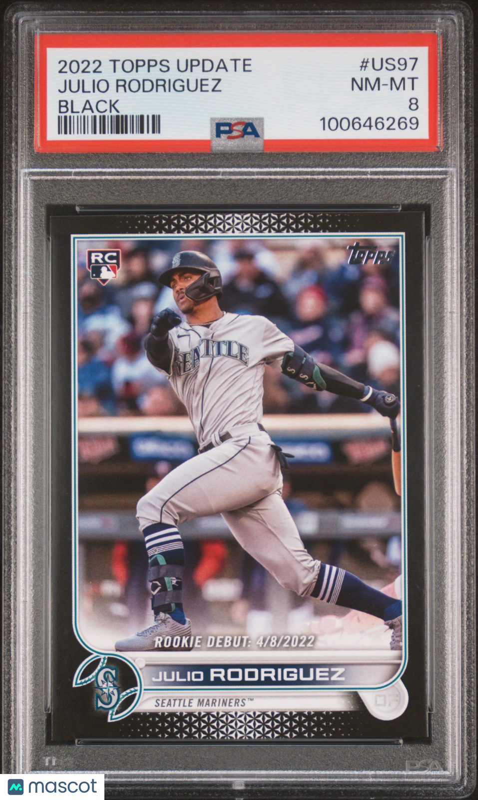 Julio Rodriguez 2022 Topps Update Black #US97 #/71 PSA 8