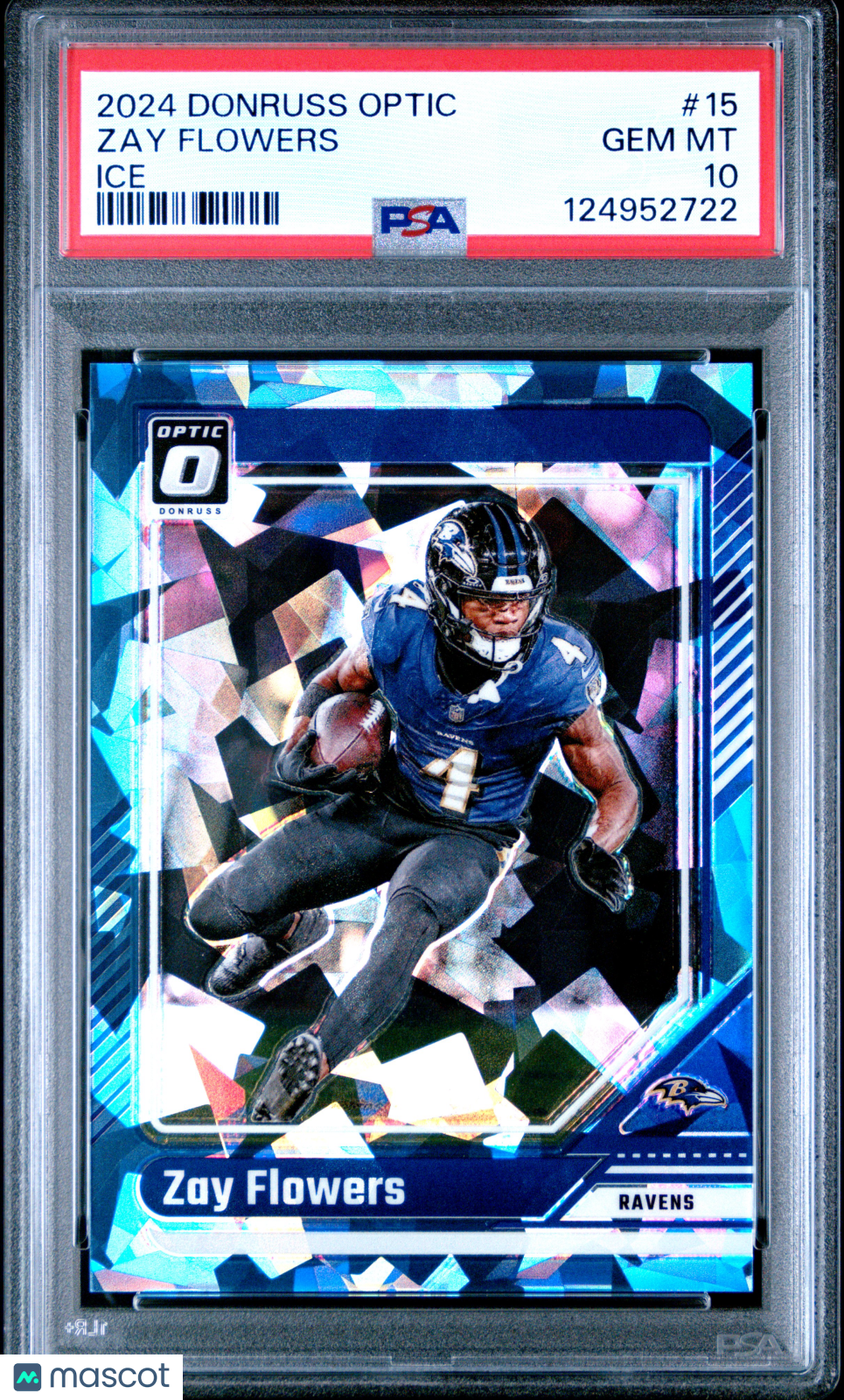 Zay Flowers 2024 Panini Donruss Optic Ice #15 2/15 PSA 10