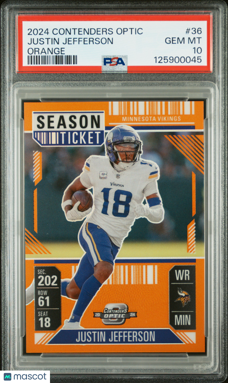 Justin Jefferson 2024 Panini Contenders Optic Orange #36 72/75 PSA 10