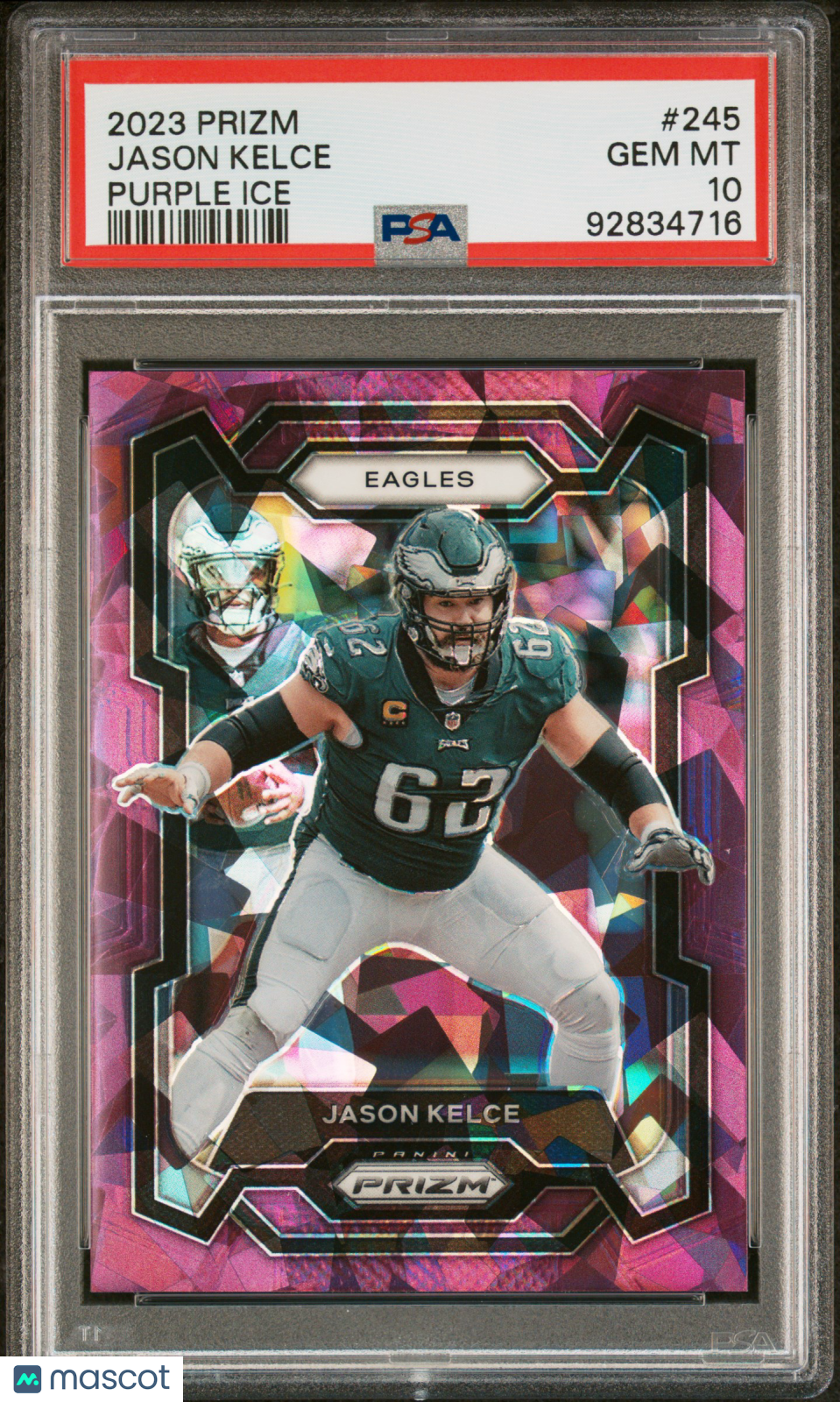 Jason Kelce 2023 Panini Prizm Purple Ice #245 193/225 PSA 10