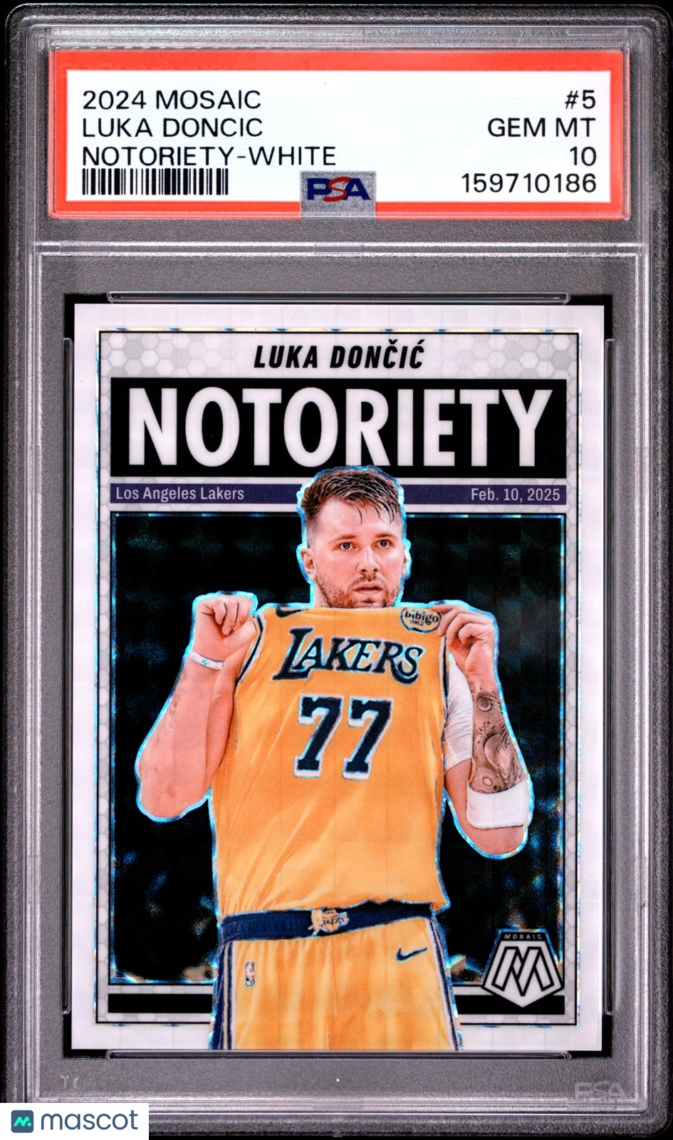 Luka Doncic 2024 Panini Mosaic Notoriety White #5 13/25 PSA 10