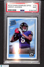 Load image into Gallery viewer, Lamar Jackson 2018 Donruss Optic #167 PSA 9