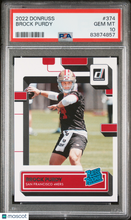 Load image into Gallery viewer, Brock Purdy 2022 Panini Donruss #374 PSA 10