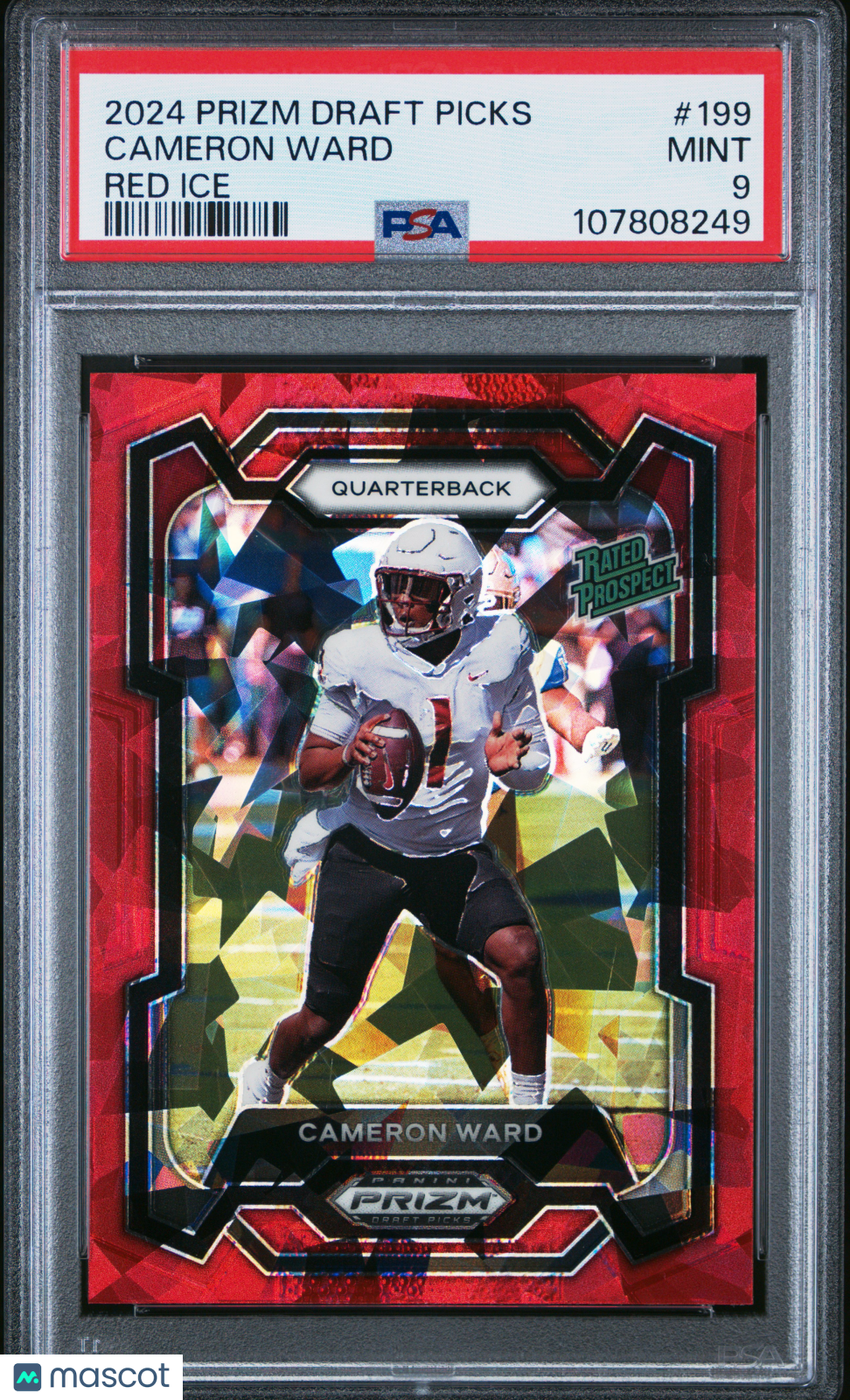 Cameron Ward 2024 Panini Prizm Draft Picks Red Ice #199 PSA 9
