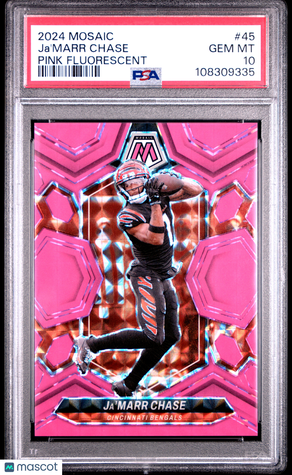 Ja'marr Chase 2024 Panini Mosaic Pink Fluorescent #45 10/10 PSA 10