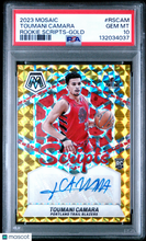Load image into Gallery viewer, Toumani Camara 2023 Panini Mosaic Rookie Scripts Gold #RS-CAM /10 PSA 10