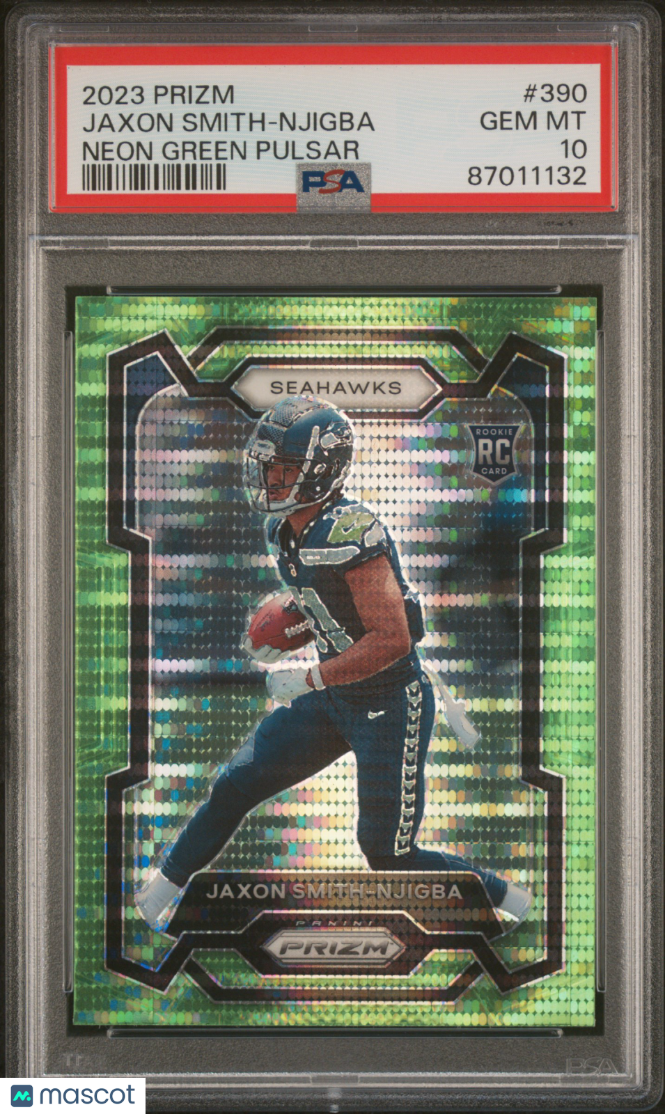 Jaxon Smith-Njigba 2023 Panini Prizm Neon Green Pulsar #390 PSA 10