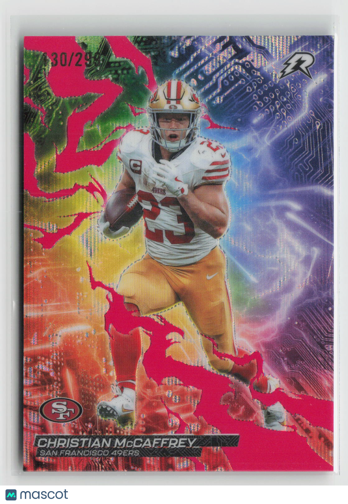 Christian McCaffrey 2025 Topps Resurgence Circuit Breaker Magenta Surge Ref CB-3