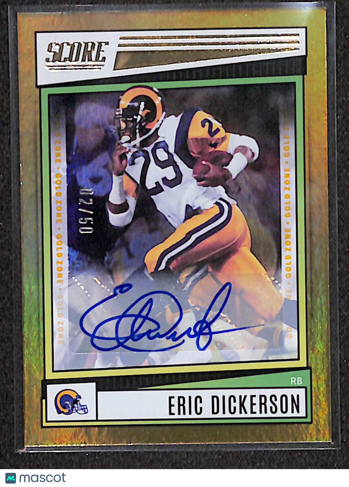 Eric Dickerson 2022 Score Signatures Gold Zone #160 #/50