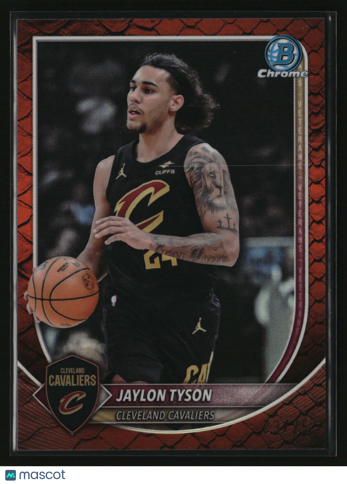 Jaylon Tyson 2025-26 Bowman Chrome Reptilian Orange Refractor #BCV-173 #/25