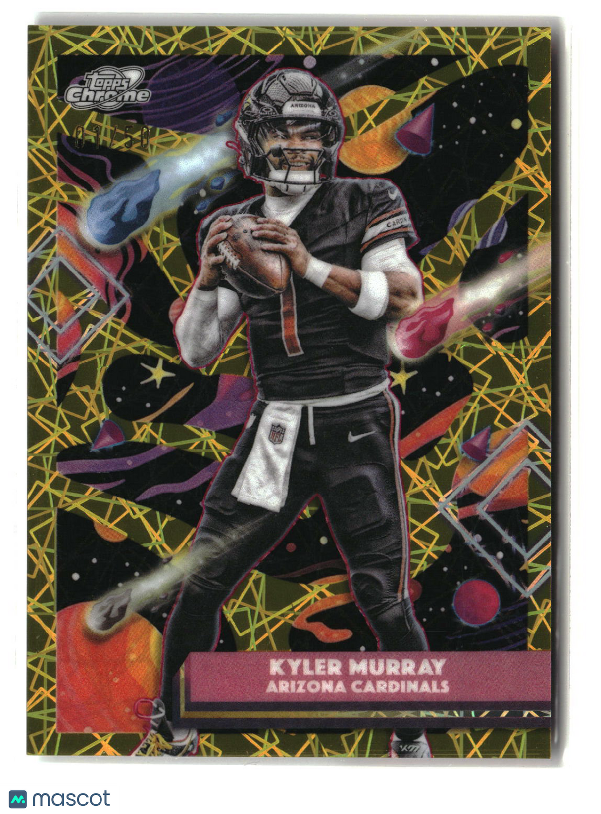 Kyler Murray 2025 Topps Chrome Cosmic Gold Interstellar Refractor #1 #/50