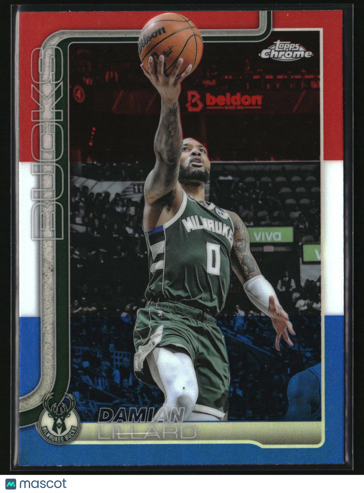 Damian Lillard 2025-26 Topps Chrome Red White and Blue Refractor #153