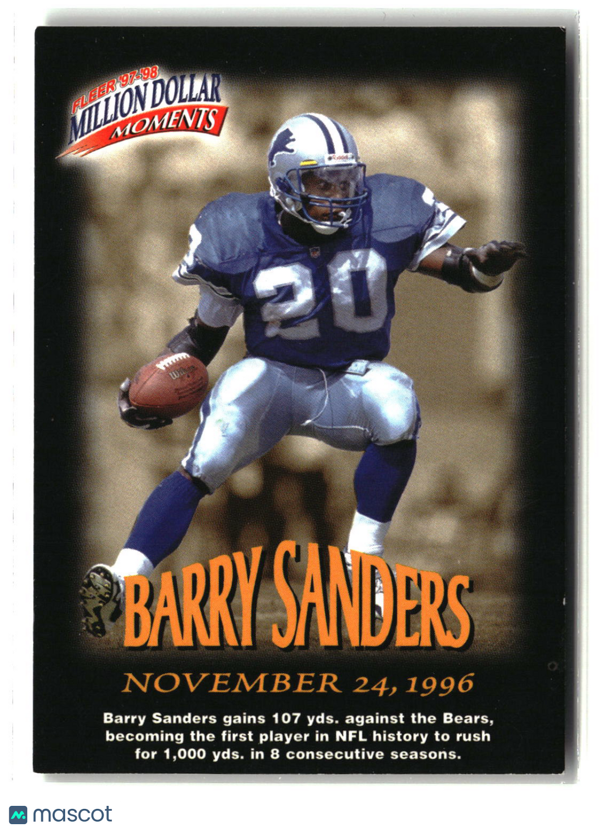 Barry Sanders 1997 Fleer Million Dollar Moments Game Cards #4