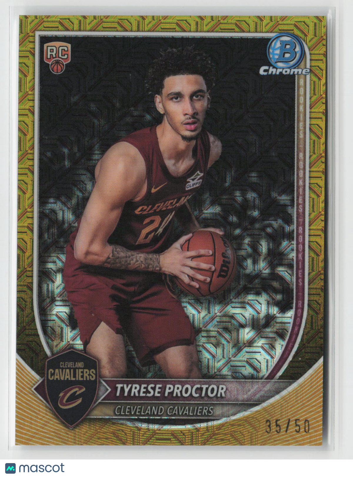 Tyrese Proctor 2025-26 Bowman Chrome Gold Mojo Refractor #BCV-55 35/50